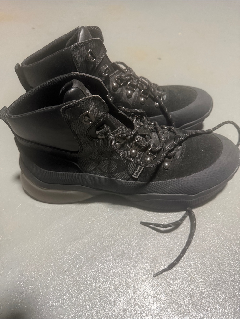 Coach Black Men's High-Top Lace-Up Boots